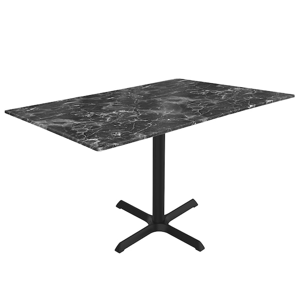 30 Tall OD211 Black Table Base w30x30 foot and 32x48 Black Marble Top, IndoorOutdoor